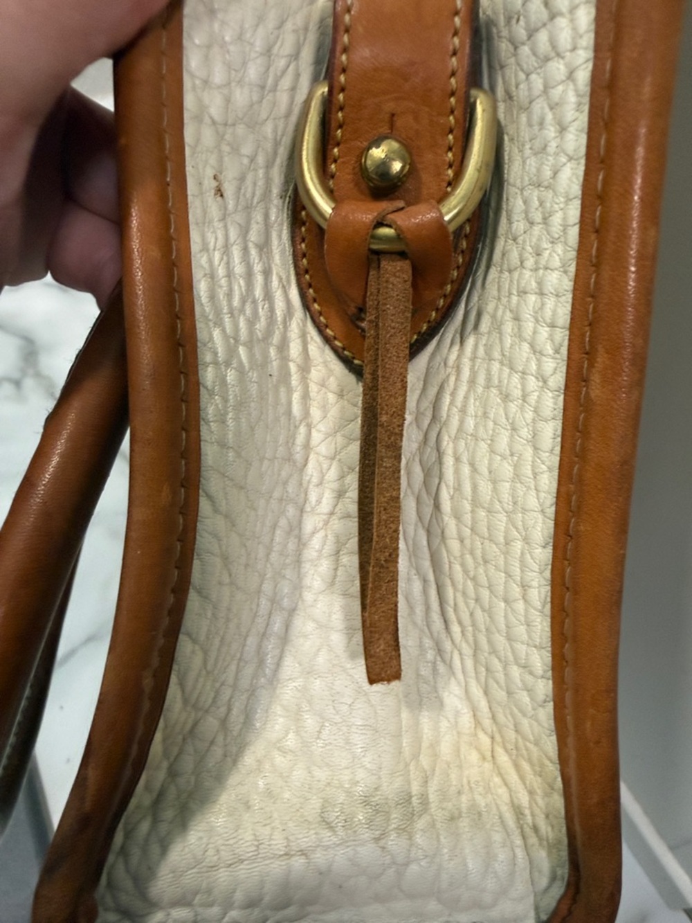 Vintage Dooney & Bourke All-Weather White Leather Satchel - Picture 14 of 16